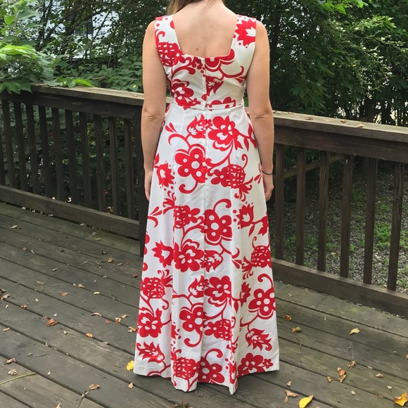 Vintage Sears 60s Cotton Maxi Dress Hawaiian fashions - Picture 3 of 8